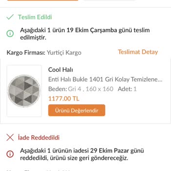 Trendyol Cool Halı Ürününün Arkasında Durmuyor
