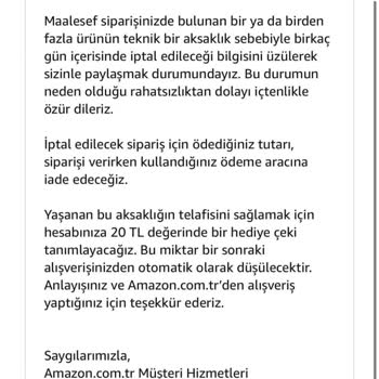 Amazon Kafasına Göre Siparişimi İptal Etti!