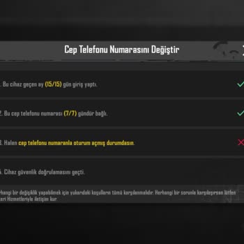 PUBG (Pubgmobile.com) Telefon Numarasını Kaldırmak İstiyorum