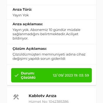 Kablo Net Yetkili Servisi Eve Gelmeden Sorun Çözüldü Demesi