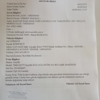 Arçelik Marka Bulaşık Makinesinin İç Gövde Kısmının Paslanması
