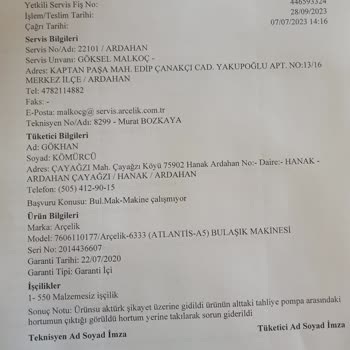 Arçelik Marka Bulaşık Makinesinin İç Gövde Kısmının Paslanması