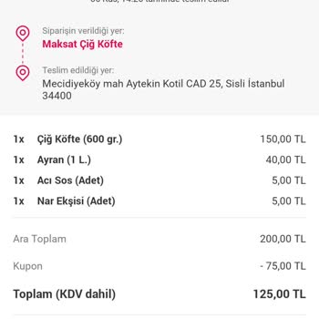 Yemek Sepeti Teslim Edilmeyen Ürün