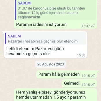By Sadem Elbise İade Talebiyle İlgili Sorunlar