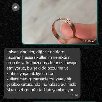 Necati Gün Gümüşçülük İtalyan Gümüş Zincir İki Ayda Deforme Oldu
