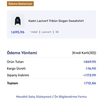 Fenerium Ödeme Bekleniyorda Kalan Sipariş