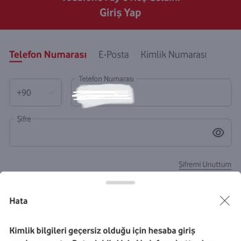 Vodafone Pay Hesabıma Giriş Yapamıyorum