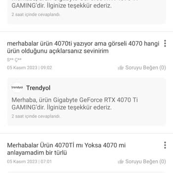 Trendyol Ekran Kartı Alt Model Gönderildi!