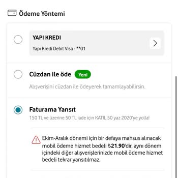 Vodafone Her Şey Yanımda Faturama Yansıt Limit Yenilenmemesi