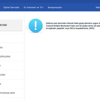Turkcell'de Faturalı Hatta Geçemiyorum