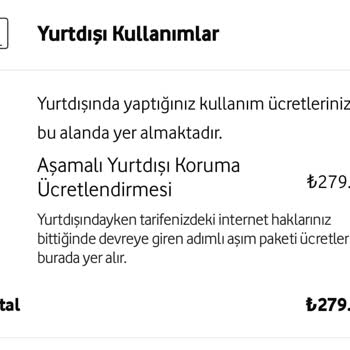 Vodafone Faturası "Yurt Dışı Koruma Ücretlendirmesi" Bedeli
