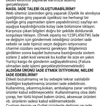 Charmé Butik İade Kabul Edilmemesi