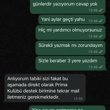 Prima Destek Kulübü Hediye Bezi Göndermiyor