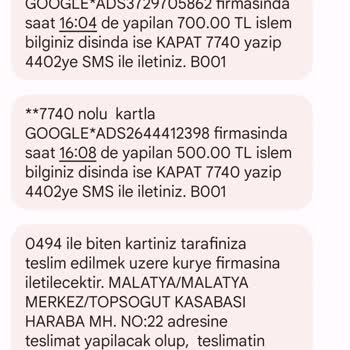 Google Bilgim Dışında Kredi Kartım Kullanılarak İnternet Alışverişi Yapılması