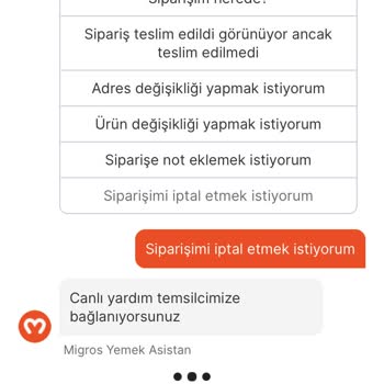 Migros Siparişimi Teslim Alamadım, İptal Edemedim Ve Paramı Geri Alamadım