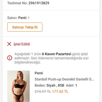 Trendyol Üzerindeki Penti Siparişiyle İlgili Sorun