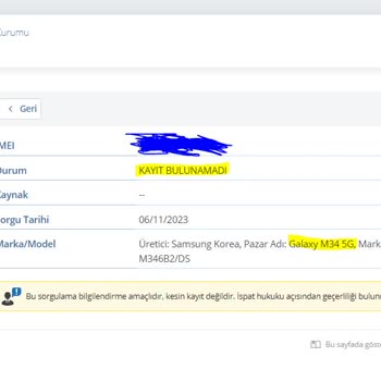 Samsung Telefon Değişimini Sağladığı Cihazın IMEI Kaydını Yapmamış!