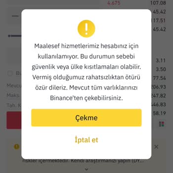 Binance Platformu İşlem Kısıtlama