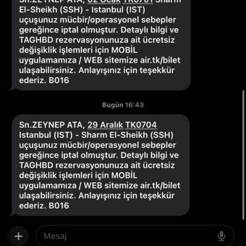 THY Uçuş İptali (Mücbir/Operasyonel)