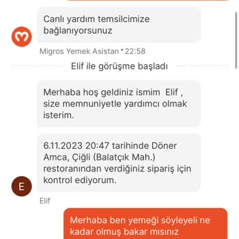 Migros Yemek Siparişi İadesi