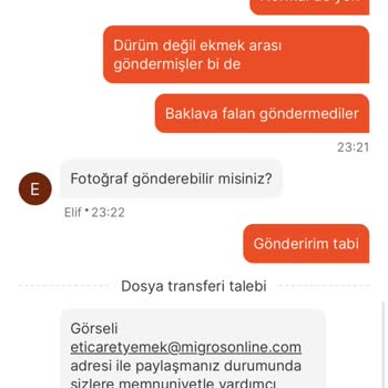 Migros Yemek Siparişi İadesi