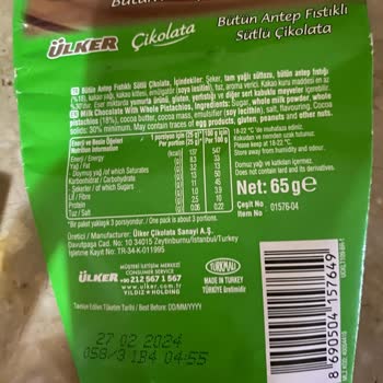 Ülker Bütün Antep Fıstıklı Çikolata Kurtlu Çıktı