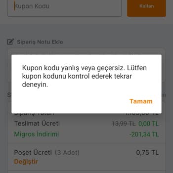 Migros Kampanya Kodu Hatası
