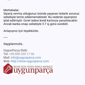 Uygunparca.com Uygun Parça Firması Mağduriyeti