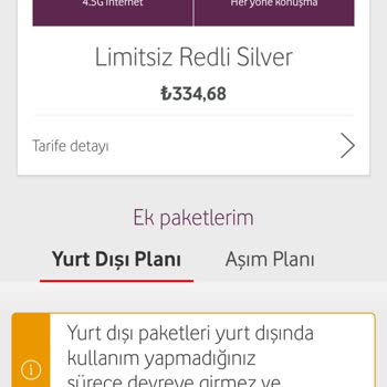 Vodafone Red'li Silver Paket Tarife Yenilenmesi