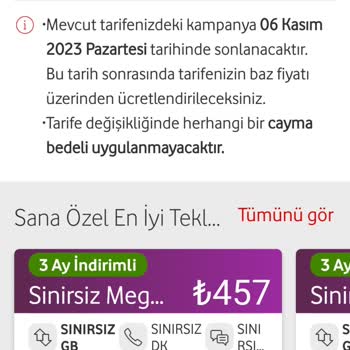 Vodafone Red'li Silver Paket Tarife Yenilenmesi