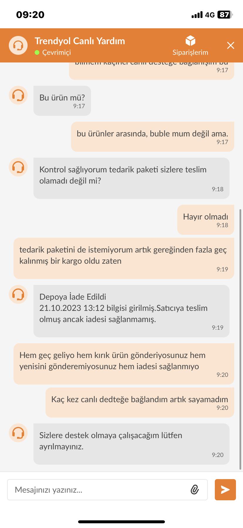 Trendyol canlı deals destek