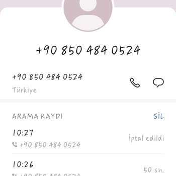 0850 484 05 24 Bilinmeyen Bir Numaradan Arandım