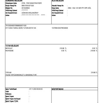 Ak Yatırım Borç Tutarı Kesintisi