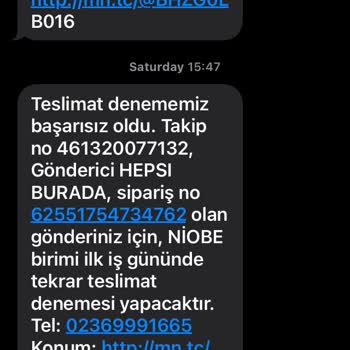 Manisa MNG Kargo Niobe Şubesi Teslimat Başarısız