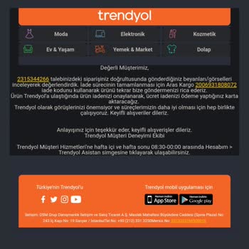 Trendyol Hatalı Ürünün Ücret İadesini Yapmıyor!