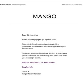 Mango Hatalı Kredi Kartı Çekimi