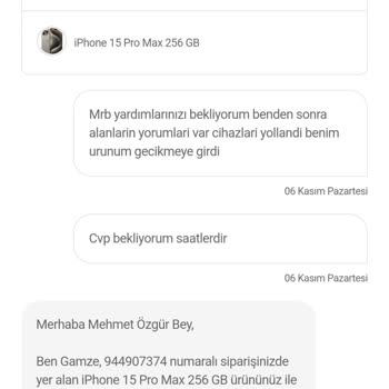Hepsiburada Ürünümü Yollamıyor. İPhone 15promax 256gb