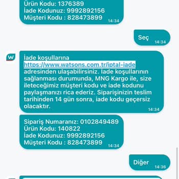 Watsons Hazırlanıyor Aşamasında Kı İade İşlemim