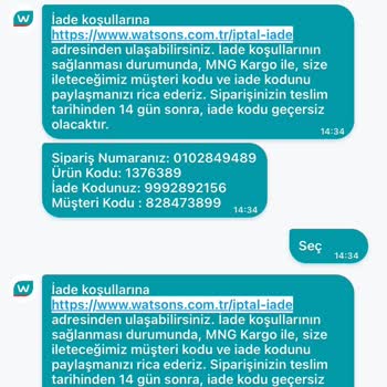 Watsons Hazırlanıyor Aşamasında Kı İade İşlemim