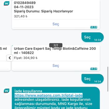 Watsons Hazırlanıyor Aşamasında Kı İade İşlemim