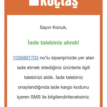 Koçtaş Ürün Tarafıma Teslim Edilmediği Halde 1,5 Aydır Ücret İadesi Yapılmadı