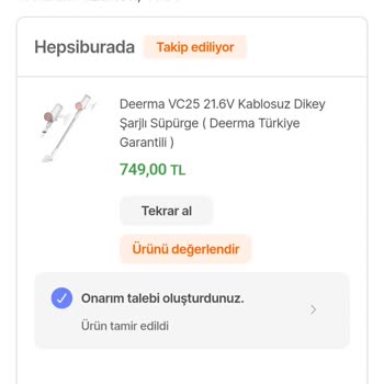 Deerma VC25 21.6 Volt Kablosuz Dikey Süpürge Arızalanıyor