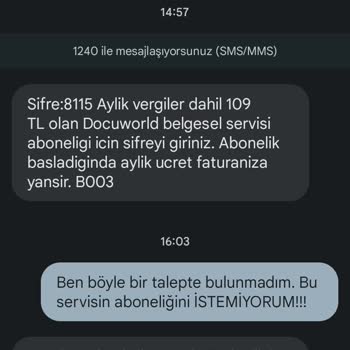 Vodafone 1240 Numaradan Gelen Haksız Talep