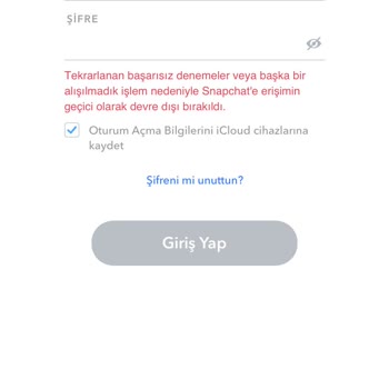 Snapchat Cihaz Banı Yedim