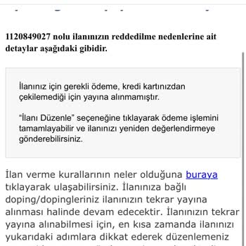 Sahibinden Kredi Kartı Ödeme Alınmaması