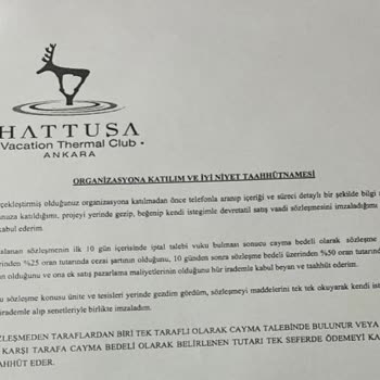 Hattuşa Vacation Thermal Club Cayma Hakkı Kullanmak