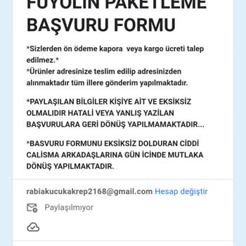 Fuyolin Paketleme Bilgilerimi Aldı
