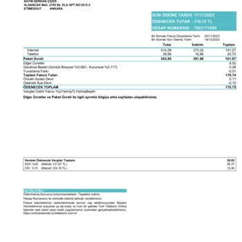 Türk Telekom Fazla Tarife Ücreti