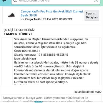 Camper Türkiye'nin Yanlış Numara Gönderip, Sorunu Düzeltmemesi