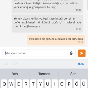 Trendyol Yemek Bilgim Dışında Siparişim İptal Edildi Ve İade Yapılmadı
